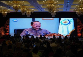 Menteri Kelautan dan Perikanan, Sakti Wahyu Trenggono, saat Archipelagic and Island States Blue Economy High-Level Dialogue di Bali Senin (9/10/2023). Indonesia di KTT AIS Forum 2023 akan menegaskan komitmennya dalam mengimplementasikan blue economy dalam tata kelola ruang laut.