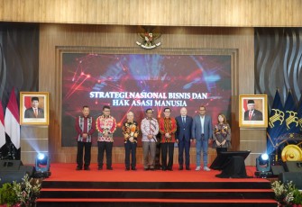 Menteri Hukum dan HAM, Yasonna H. Laoly, pada peluncuran Stranas BHAM di Graha Pengayoman Kemenkumham, Senin (06/11/2023)