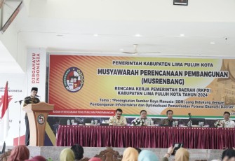 Bupati Limapuluh Kota Safaruddin, saat membuka Musrenbang RKPD 2024 di Aula Kantor Bupati, Sarilamak.