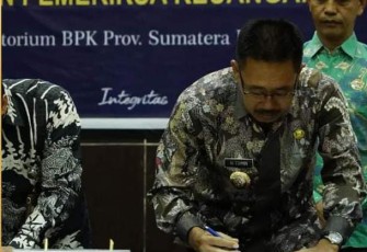 Bupati Labuhanbatu Selatan H Edimin Serahkan LKPD Kepada BPK Perwakilan Sumut