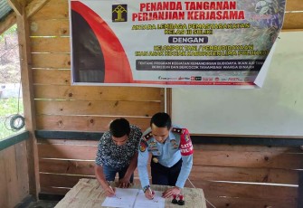 Penandatanganan Perjanjian Kerjasama antara Lapas Kelas III Suliki dengan Kelompok Tani/Pembudidayaan Ikan Anak Kociak, Kabupaten Limapuluh Kota.