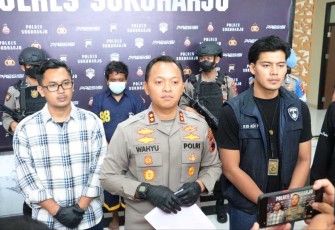 Kapolres Sukoharjo AKBP Wahyu Nugroho saat memberikan keterangan pers 