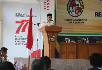 Bupati Limapuluh Kota, Safaruddin membuka Forum Konsultasi Publik Rancangan Awal RKPD Kabupaten Limapuluh Kota  tahun 2024.