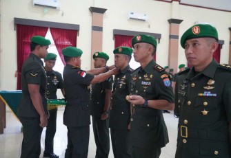 Danrem 121/Abw Brigjen TNI Pribadi Jatmiko saat sertijab perwira jajaran, Senin (31/7)