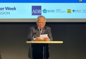 Menteri PUPR Basuki Hadimuljono saat menyampaikan sambutan di 10th World Water Forum 2024, Stockholm, Swedia, Selasa (22/8)