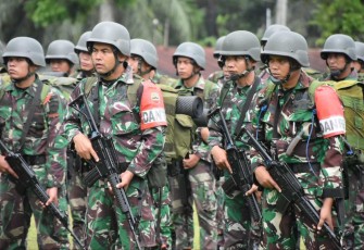 Prajurit Yonif 123/RW saat mengikuti latihan UST tingkat Kompi, Rabu (20/9)