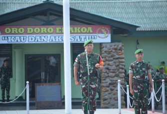 Danrem 174/ATW saat Pimpin Upacara Penerimaan dan Pelepasan Satgas Pam Obvitnas PT Freeport Indonesia