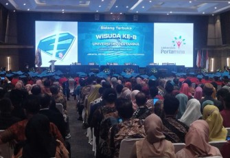 Acara wisuda ke-8 Universitas Pertamina di Graha Pertamina Jakarta, Sabtu (20/5)