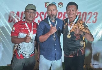 Kapten Arh Bayu Sekti Wichaksono saat menjuarai Kejuaraan Tembak Internasional Bali Open 2023, Pecatu, Bali, Minggu (27/8)