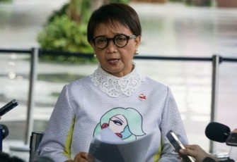 Menlu Retno Marsudi dalam keterangannya di JCC.
