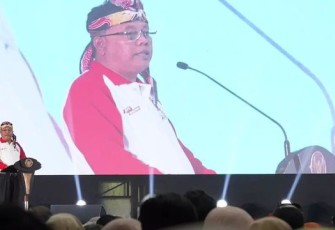 Walikota Blitar Santoso Saat Berikan Sambutan di Acara Puncak Peringatan Hari Koperasi Indonesia ke-76 di Jawa Timur yang dipusatkan di Kota Blitar
