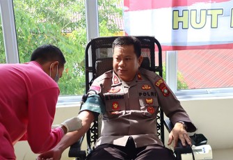 Polres Bintan saat Lakukan Bakti Sosial Kumpulkan 180 Kantong Darah