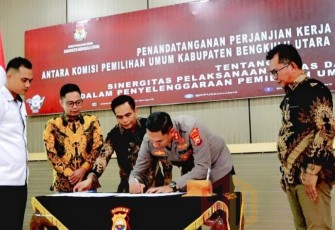 Penandatanganan MoU Polres Bengkulu Utara dan KPU Untuk Sukseskan Pemilu 2024