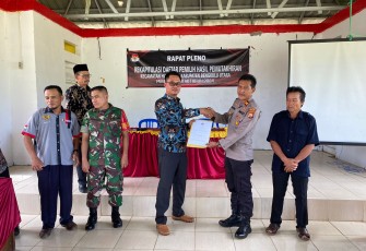 Kapolsek Kerkap Hadiri Rapat Pleno Terbuka Rekapitulasi DPHP Kecamatn Hulu Palik