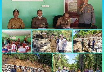 Kapolsek dan Bhabinkamtibmas Seginim,  Monitoring  Serah Terima Bangunan di Desa Sukarami Kecamatan  Air Nipis  