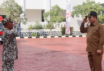 Gubernur Kepulauan Riau H. Ansar Ahmad saat bertindak sebagai Inspektur Upacara pada Apel Siaga Penanggulangan Bencana