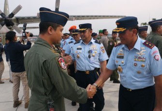 Panglima Komando Operasi Udara I Marsda TNI Bambang Gunarto, S.T., M.M., M.Sc. di Baseops Lanud Halim Perdanakusuma. (Rabu, 8-11-2023).