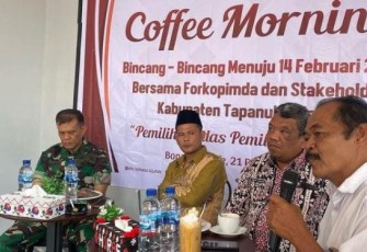 Kanit I Politik, Iptu Titus, mengikuti Coffee Morning bersama KPU, Kamis (21/12/2023).