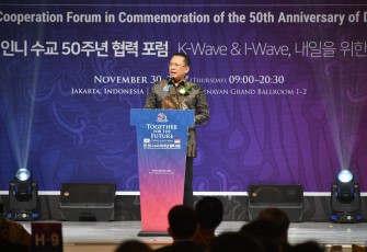 Bamsoet dalam Forum Kerjasama Ekonomi Korea Indonesia, Together for The Future K-Wave and I-Wave, diselenggarakan Herald Media Group Korea, dalam rangka Memperingati 50 Tahun Hubungan Diplomatik Korea Indonesia, di Jakarta, Kamis (30/11/23).