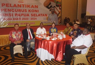 Danrem 174/ATW saat Hadiri Pelantikan Ketua Umum KONI Papua Selatan Masa Bakti 2023-2024