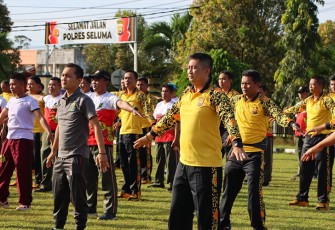 Polres Seluma saat Gelar Senam Bersama Kodim dan Forkompinda