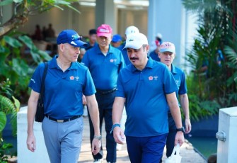 Olahraga Golf bersama dengan para Atase Pertahanan negara sahabat, bertempat di Riverside Golf, Cimanggis, Jawa Barat, Jumat (22/09/2023).