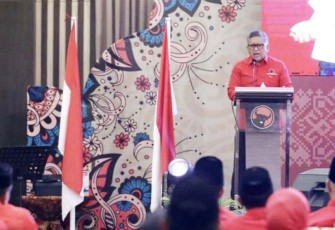 Hasto Kristiyanto saat membuka rapat kerja daerah (Rakerda) DPD PDIP Provinsi Gorontalo, pada Jumat (22/9/2023).
