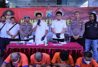 Polres Kediri saat Konferensi Pers Pengungkapan 6 Pelaku Curanmor, Selasa (21/2/2023).
