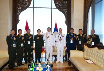 Panglima TNI saat melaksanakan pertemuan bilateral kepada seluruh Panglima Angkatan Bersenjata anggota negara ASEAN, bertempat di ruang Kimaya, Apurva Kempinski Hotel, Bali Rabu (7/6/2023).