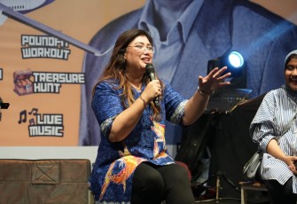 Kepala Biro Humas, Promosi, dan Protokol BP Batam, Ariastuty Sirait saat menjadi narasumber dalam Talkshow Big Food Festival di Pollux Habibie, Kamis (1/2/2024) malam.
