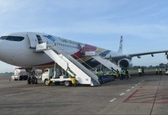 Ilustrasi pesawat Garuda Indonesia 