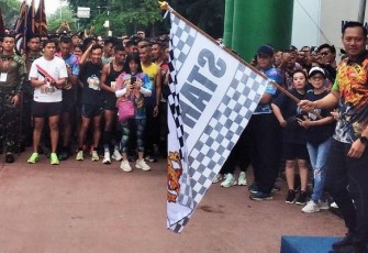 Menteri AHY saat Lepas Peserta Fun Sport HUT ke-62 Kopaska
