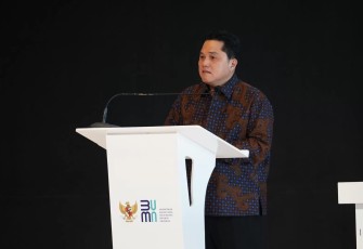 Menteri Erick dalam acara Peresmian Bali Beach Convention dan Groundbreaking Alster Lake Center yang dilakukan di Convention kawasan KEK Sanur, Bali, Selasa (30/01).