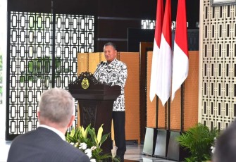Menteri ESDM, Arifin Tasrif  dalam acara Indonesia-Finland Smart Energy Working Group Day di Ruang Sarulla, Kementerian ESDM.