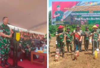 Pangdam XIII Merdeka bersama rombongan saat melaksanakan kegiatan penanaman bibit jagung