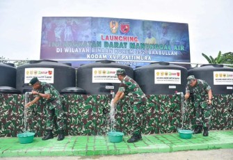 Launching TNI Manunggal Air di Desa Yendelo Kecamatan Patani Utara, Maluku Utara, Selasa (6/2)