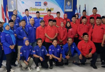 Silaturahmi politik DPC PDIP Karanganyar bersama DPC Partai Demokrat Karanganyar, Sabtu (22/6/2024)