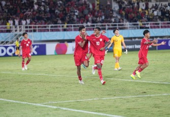 Timnas Indonesia U-16 saat menghadapi Singapura dalam laga perdana Grup A Piala AFF U-16 2024 di Stadion Manahan Solo (Foto : Istimewa)