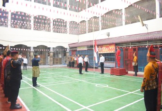 Gelaran Upacara Bendera Hut RI ke-79 di Rutan Labuhan Deli 