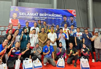 Kanwil Kemenkumham Sumut Juara I  Cabor Bulu Tangkis Ganda Putra.