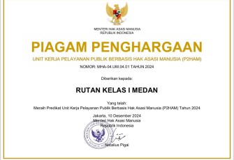 Alanta Imanuel Ketaren Karutan Kelas I Medan Merasa Bersyukur Berhasil Mendapat Penghargaan Predikat Unit Kerja Berbasis P2HAM.