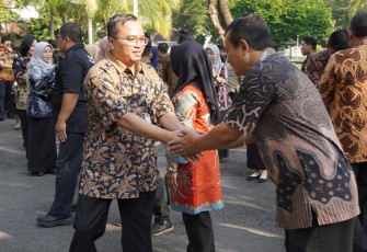 Acara perayaan halalbihalal Idul Fitri 2024 keluarga besar Setda dan Diskominfo Kabupaten Karanganyar, Selasa (16/4/2024).
