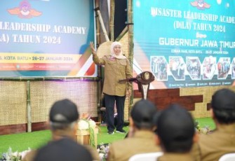 Gubernur Khofifah saat Tutup Disaster Leadership Academy Jawa Timur di Coban Ras Batu