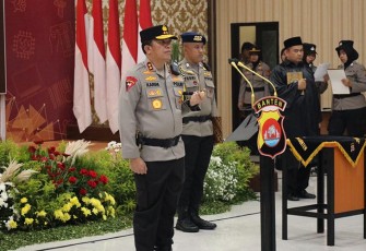 Kapolda Banten Irjen Pol Prof. Dr. Rudy Heriyanto saat Pimpin Upacara Sertijab PJU dan Kapolres