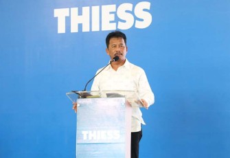 Kepala BP Batam, Muhammad Rudi saat meresmikan Rebuild Centre PT Thiess Engineering Indonesia, Selasa (30/1/2024).