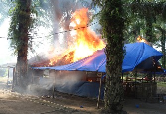 Polda Sumut Ratakan Gubuk Narkoba dan Judi di Kutalimbaru