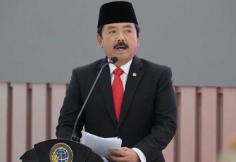 Menteri Agraria dan Tata Ruang/Kepala Badan Pertanahan Nasional (ATR/BPN), Hadi Tjahanto di Aula Prona, Kantor Kementerian ATR/BPN, Rabu (07/02/2024).