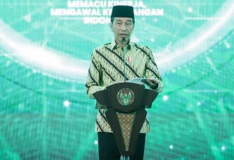 Presiden Joko Widodo saat menghadiri resepsi hari lahir ke-101 Hijriah Nahdlatul Ulama, yang digelar di Universitas Nahdlatul Ulama (UNU) Yogyakarta, Rabu (31/1/2024).