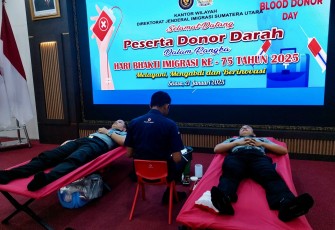 Rudenim Medan Sambut HBI ke-75 Ikuti Kegiatan Donor Darah di Aula Soepomo Medan
