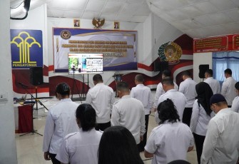 Rutan Kelas I Medan Ikuti Apel Secara Virtual.